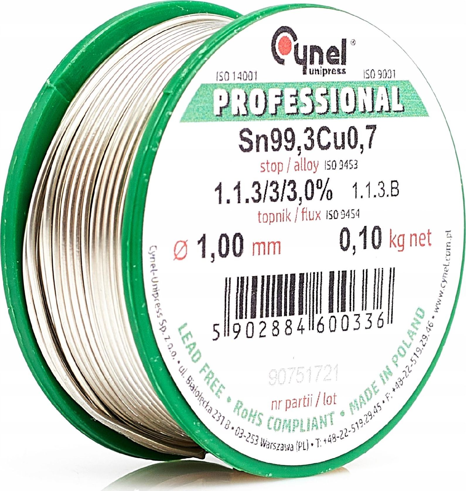 Techrebal Cyna bezołowiowa Sn99,3CU0,7 1,00 100g