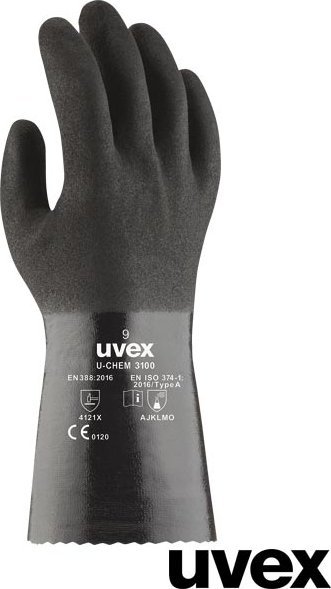 Uvex RUVEX-CHEM3100 - Rękawice ochronne z bawełny, powłoka NBR dla komfortu użytkowania, ochrona przed chemikaliami 8