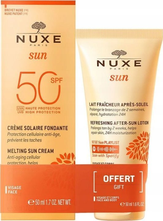 Nuxe Set Nuxe: Sun Melting, Sunscreen Cream, For Face, SPF 50, 50 ml + Sun, Sun Protection, After-Sun Lotion, 50 ml For Women