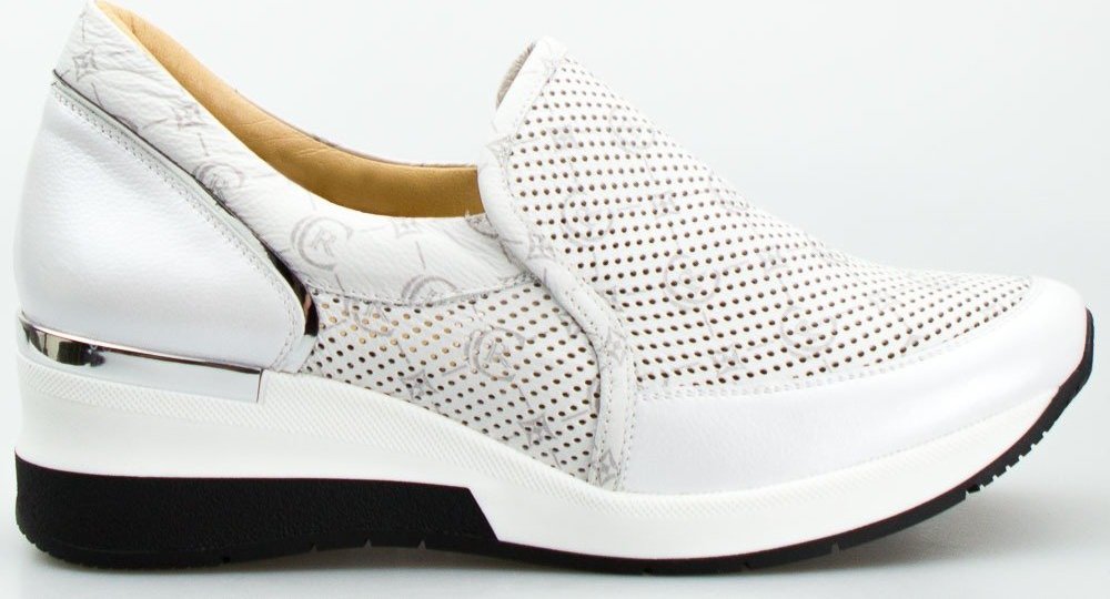 AGA Sneakersy ażurowe wsuwane skórzane srebrne Aga-41