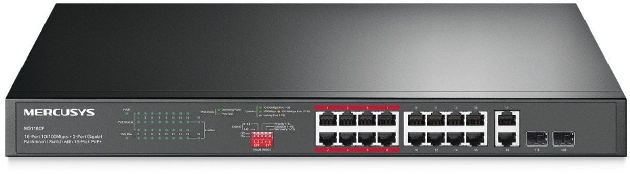 MERCUSYS switch MS120GP (16xGbE,14xPoE+,2xGbE/SFPcombo,192W)