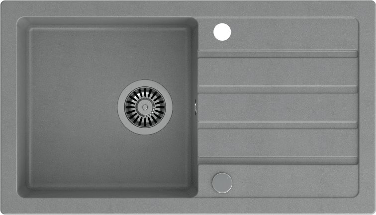 Zlewozmywak GraniteQ JERRY 111 zlewozmywak granitowy szary (77x44x17,5) + syfon + zaślepka