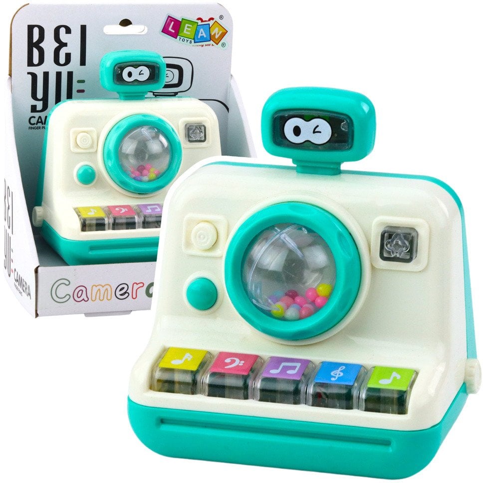 Interaktywny Aparat Pianinko Grzechotka Światła Dźwięki Biało Zielony