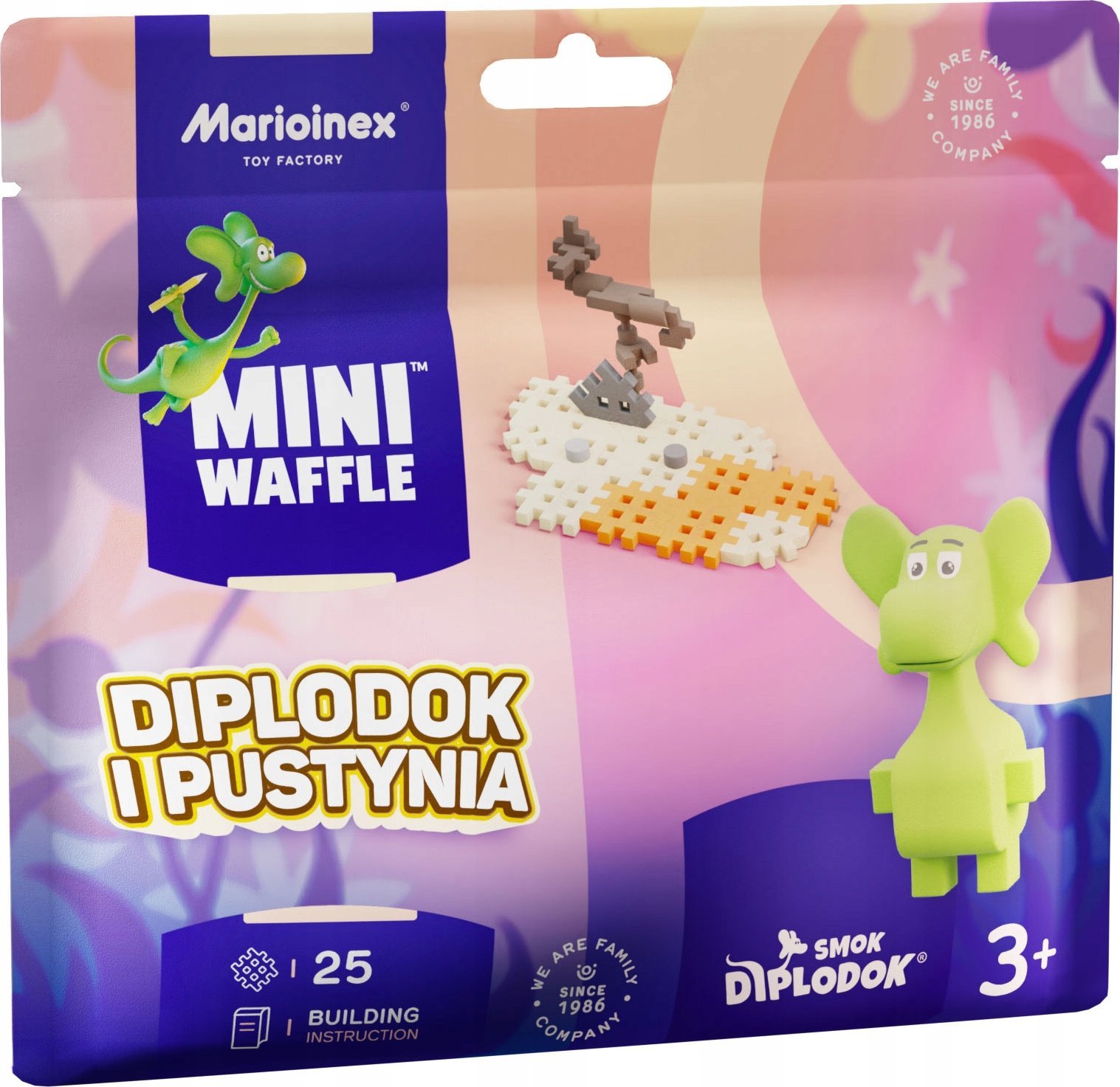 Marioinex Marioinex Smok Diplodok i Pustynia klocki wafle mini konstrukcyjne, 25 el