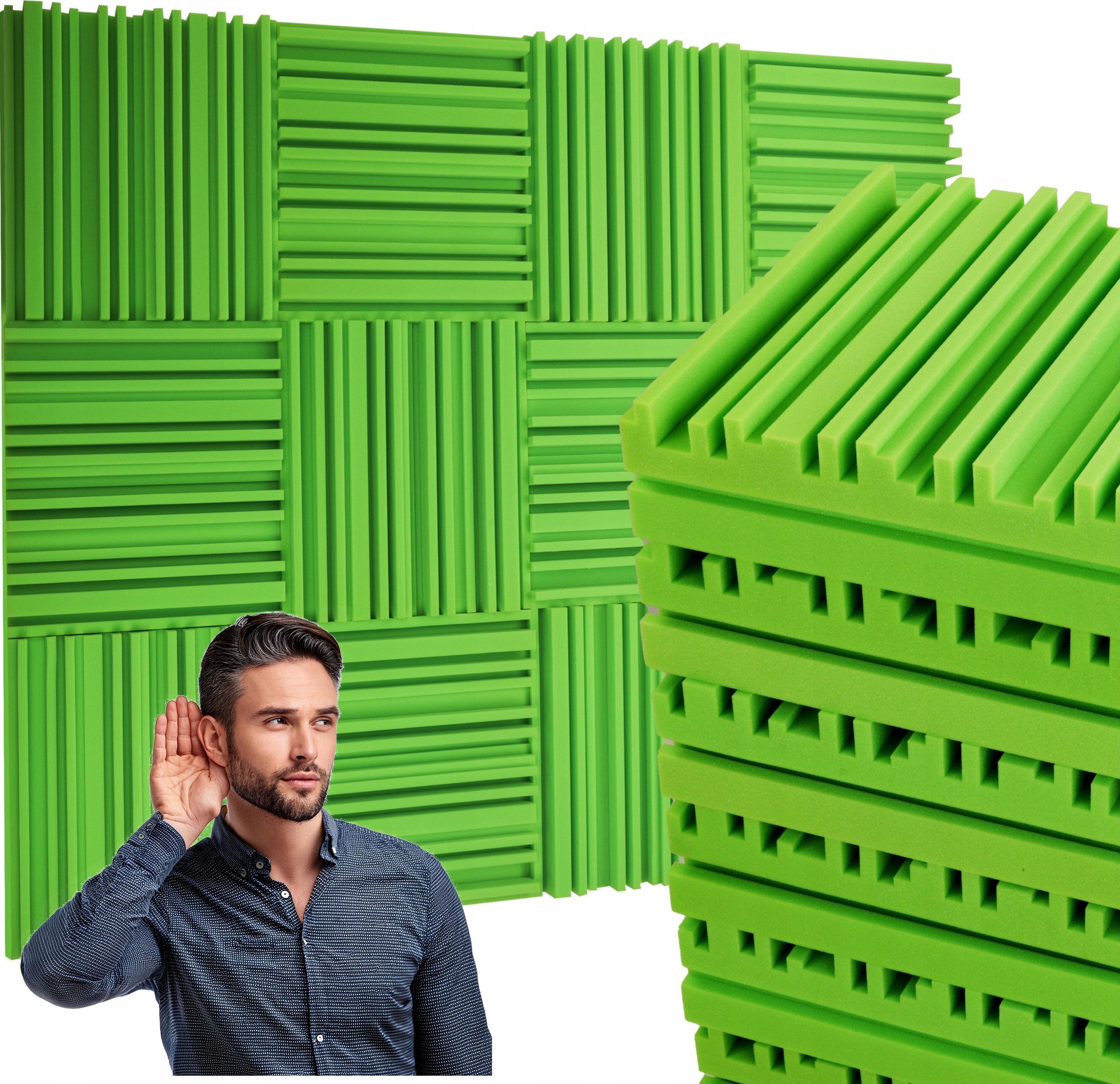 Panele ścienne do kuchni paskowane dekoracyjne zielone akustyczne pianki