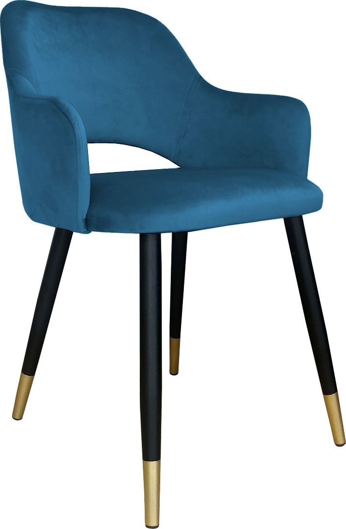 Atos Krzesło NAPO VELVET GOLD ciemno niebieskie tapicerowane ATOS