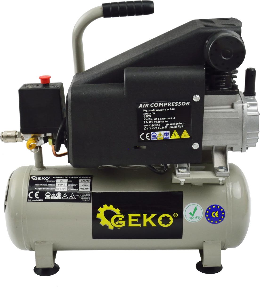 Geko Kompresor olejowy 8L /mobilny/ (1)