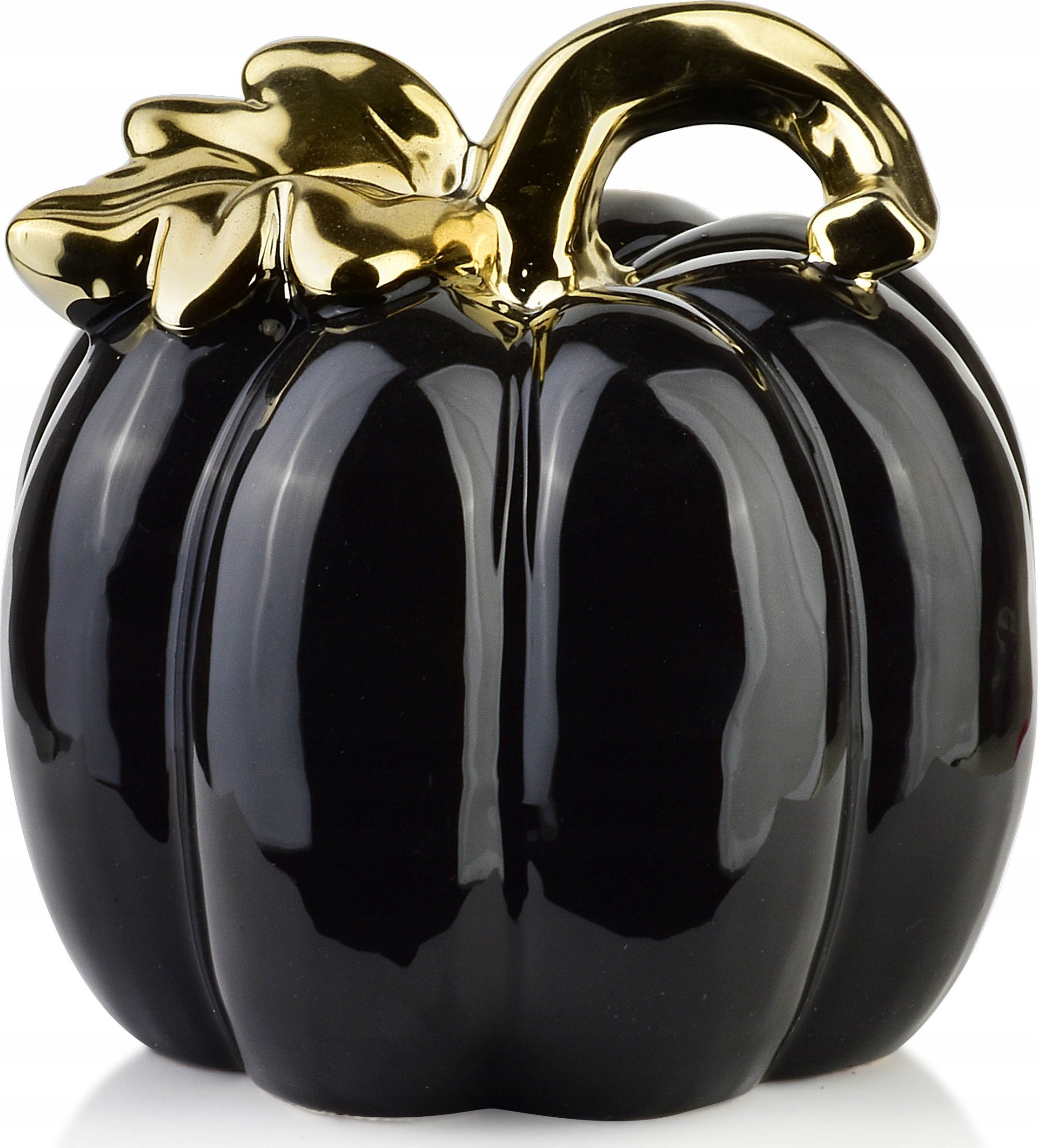 Lumarko Figura Dynia Z Liściem 16x16x15,6cm Czarna