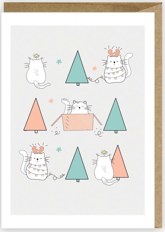 Cardie Kartka Boże Narodzenie Koty, eko koperta K066