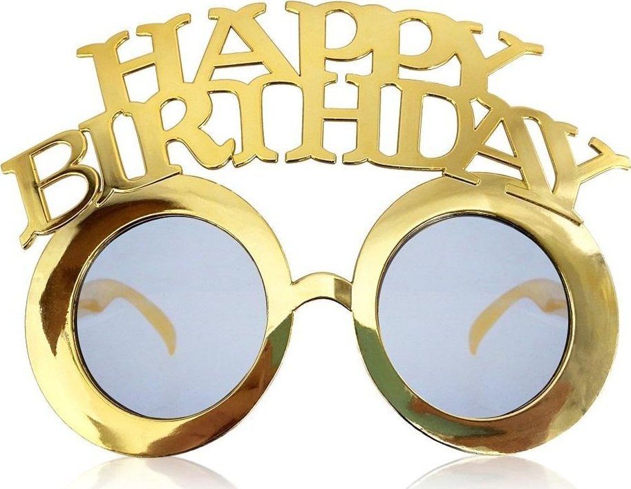 Okulary Happy Birthday złote