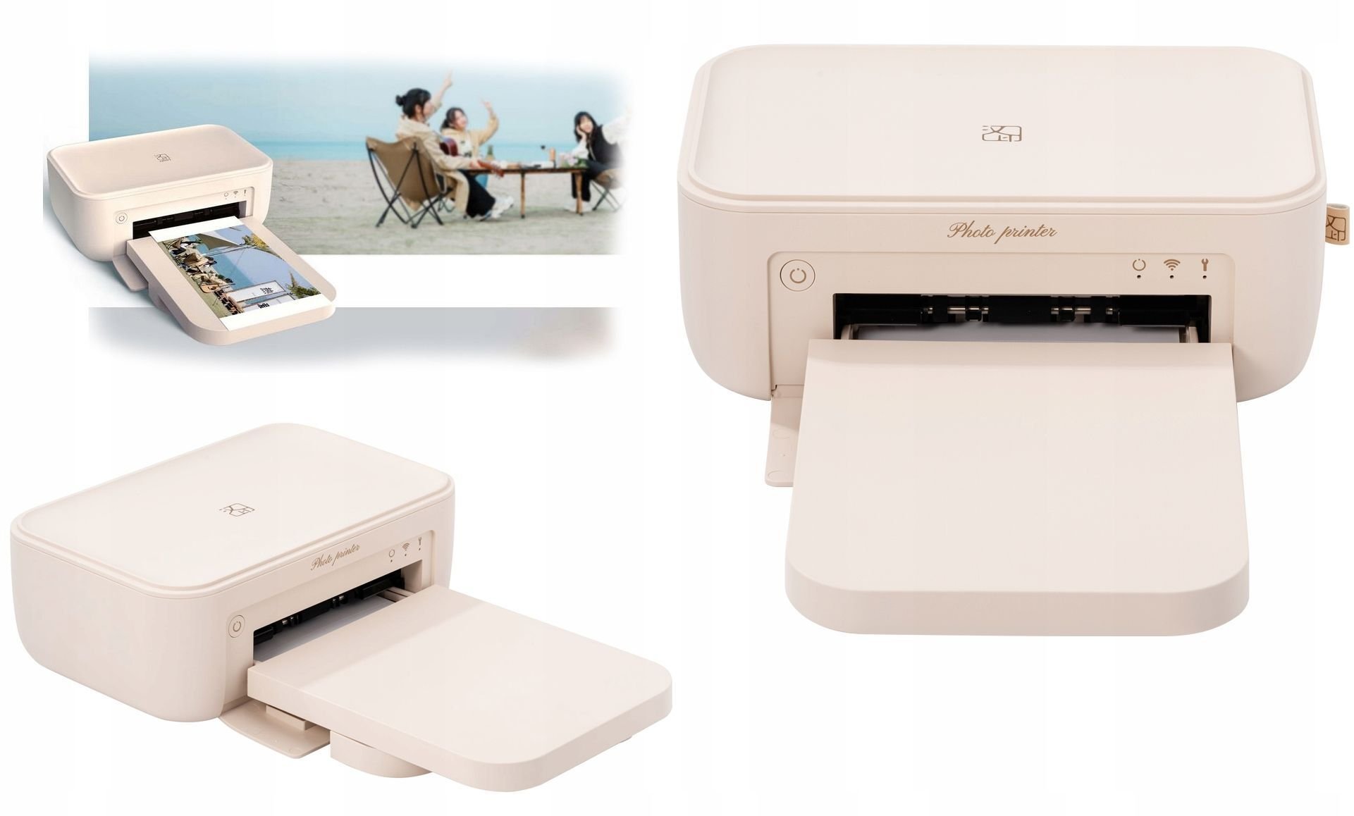 Drukarka Bluetooth Druk Zdjęć 10x15cm 300dpi W 80s + Wkłady / Hanin Cp4100 / Beżowy