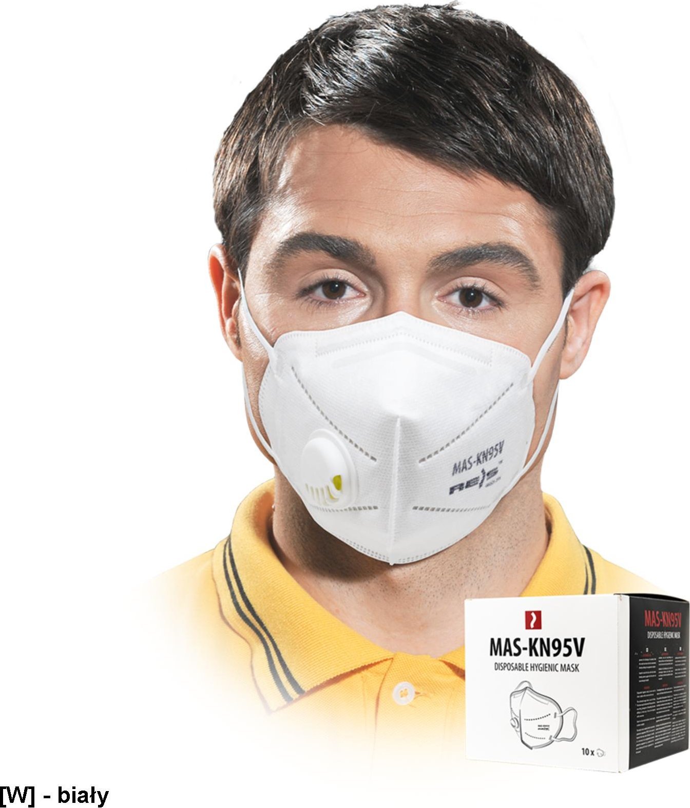 R.E.I.S. MAS-KN95V - Maseczka higieniczna pięciowarstwowa z polipropylenu z zaworkiem - biały - uni