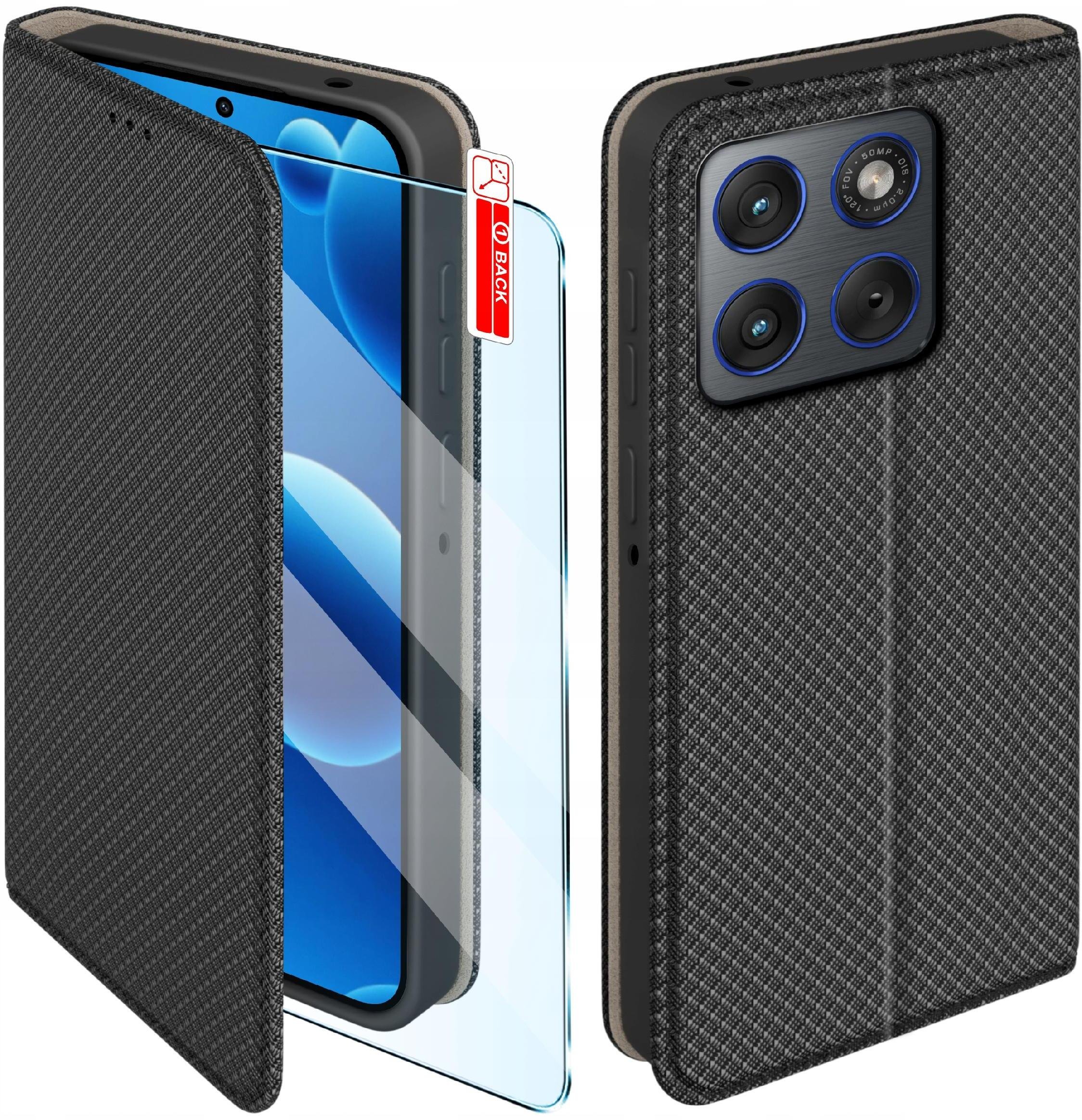 Etui MAGNET do Motorola Edge 70 Zamykane Czarne Futerał + Szkło 9H