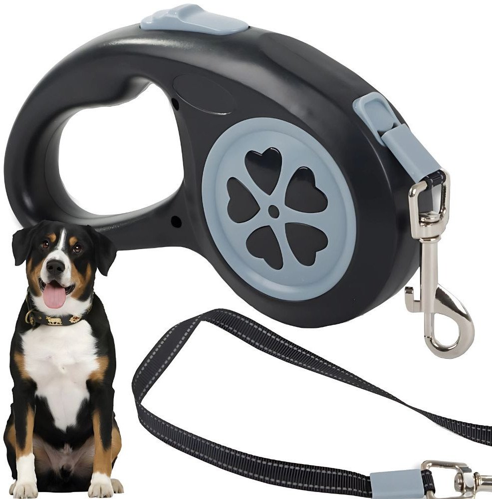Smycz automatyczna dla psa taśma z blokadą mocna lekka zwijana 5m 15kg