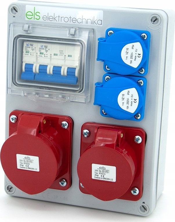 ELS Elektrotechnika Rozdzielnica budowlana Mikołajki 32/4 + 16/4 + 2*GS + zabezpieczenia, obudowa naścienna, 4NO21B11B1/4