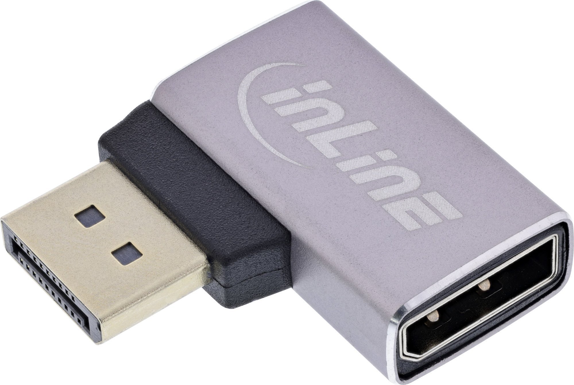 InLine® DisplayPort 1.4 Adapter, DisplayPort Stecker / Buchse, 90° links, 8K UHD