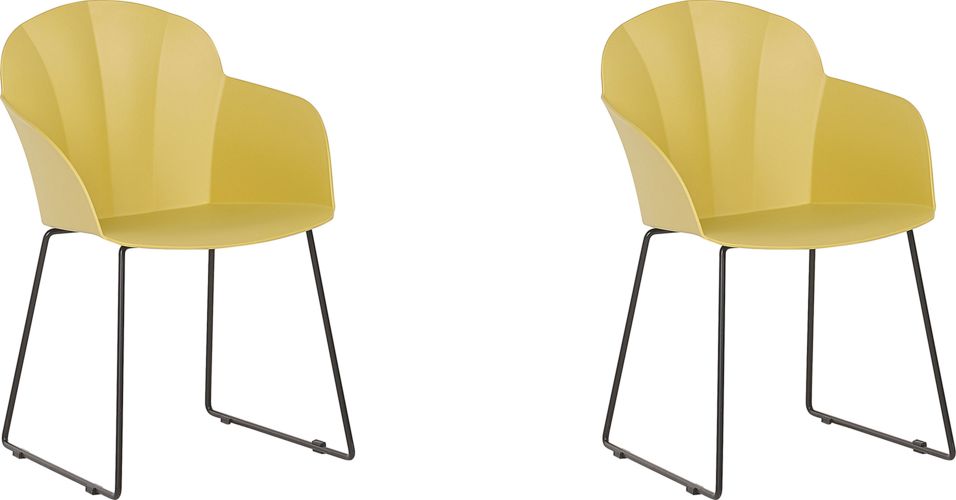 Beliani Zestaw 2 krzeseł do jadalni żółty SYLVA
