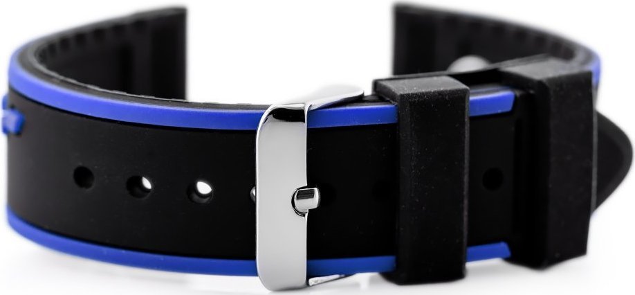 Pasek gumowy do zegarka U06 - czarny/granat - 20mm