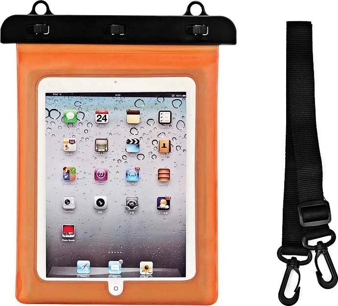 Etui na tablet Hurtel Etui wodoszczelne na tablet PVC z regulowanym paskiem Outdoor - pomarańczowe Etui wodoszczelne na tablet PVC z regulowanym paski