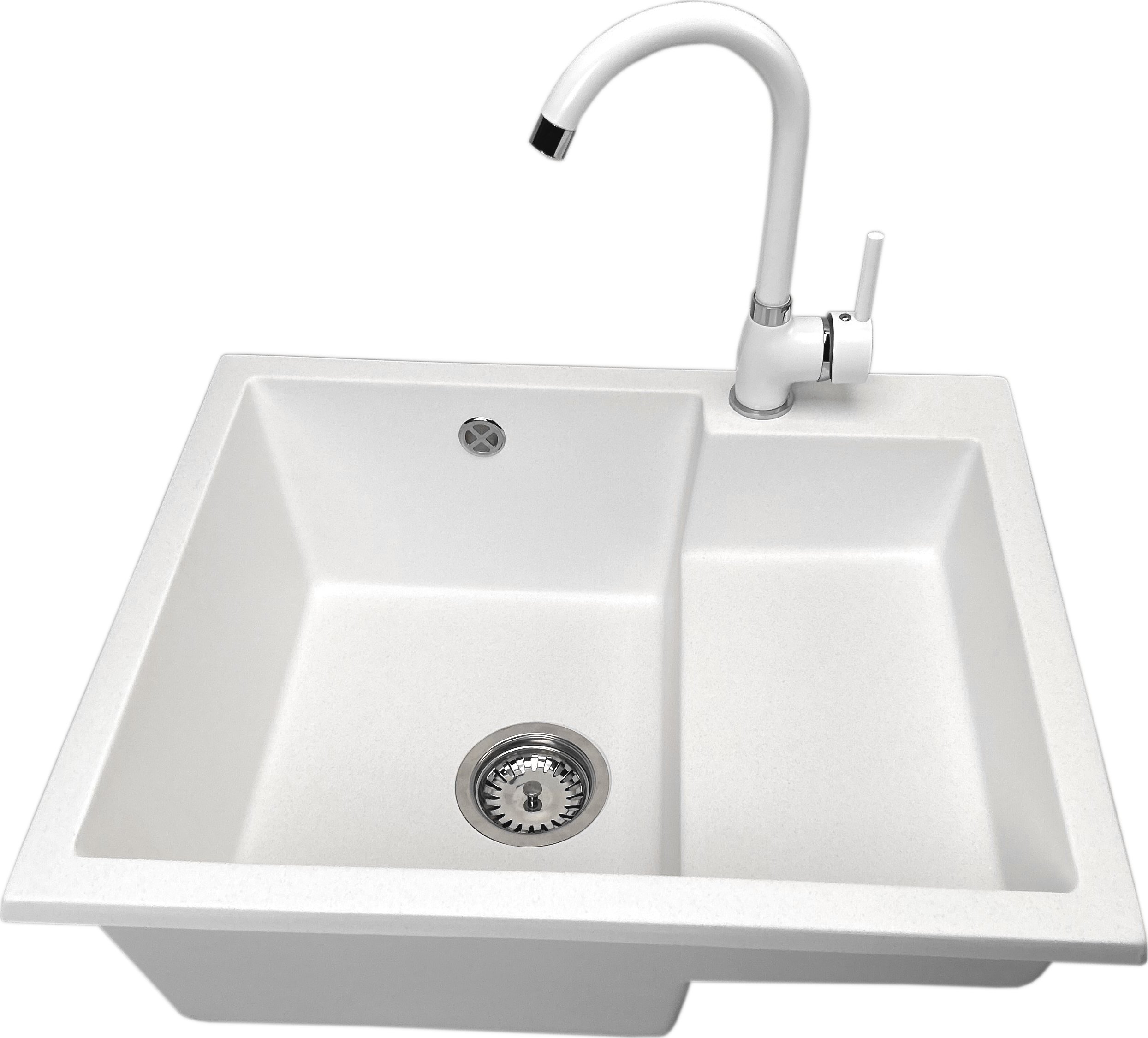 Zlewozmywak PREHNIT Zlewozmywak jednokomorowy COMAZ biały + bateria