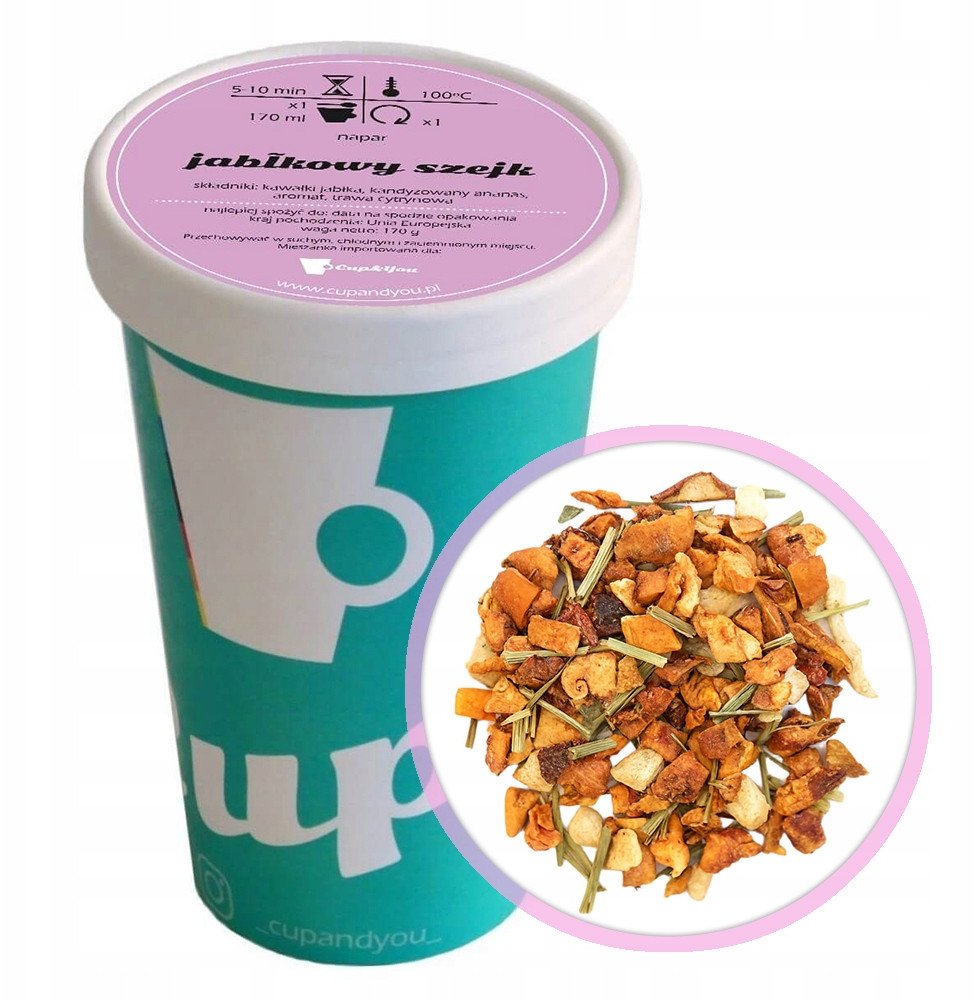Liściasta sypana herbata owocowa JABŁKOWY SZEJK EKO trawa cytrynowa 170g - herbata liściasta sypana mieszanka napar susz
