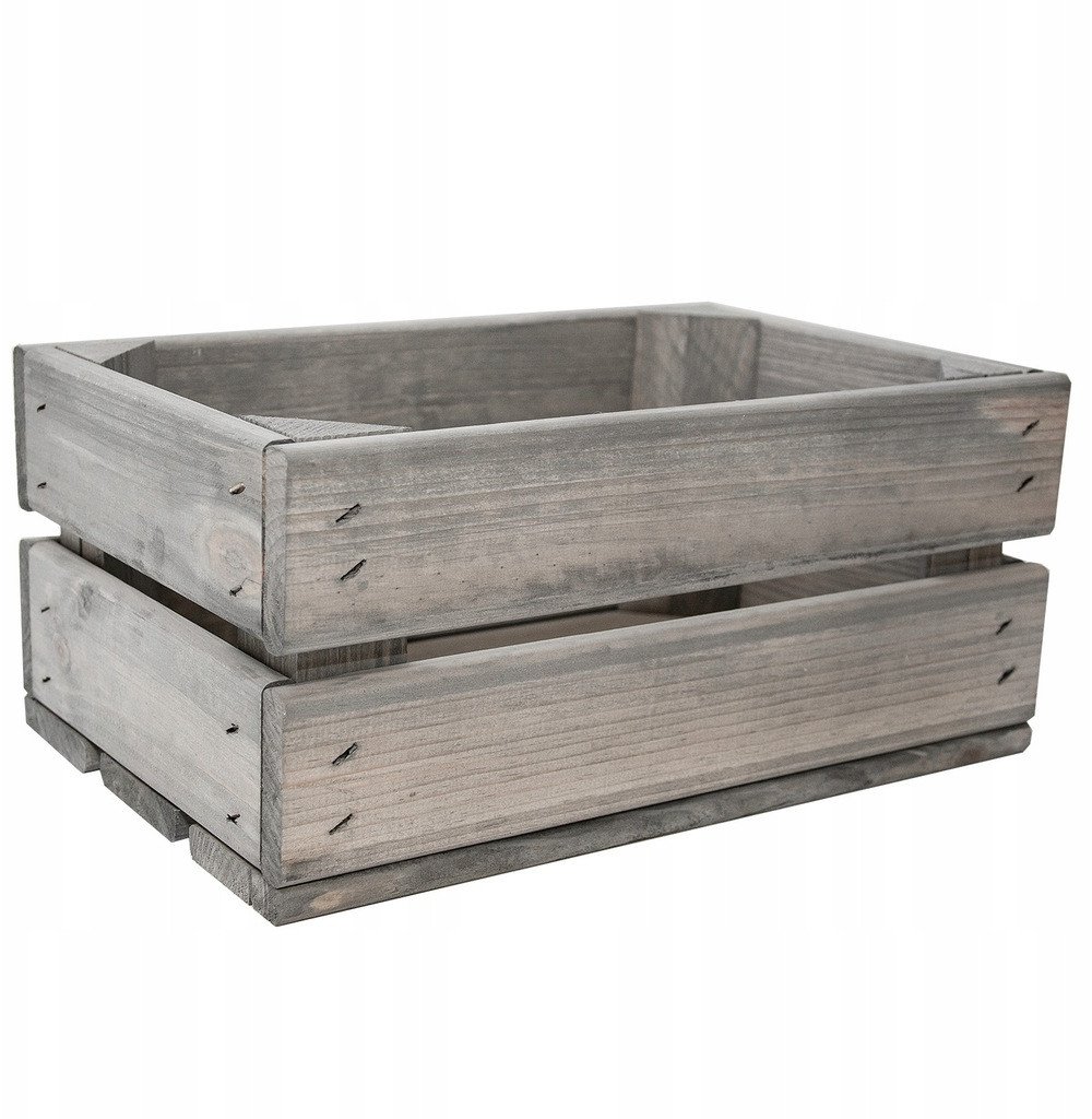 Drewniana Skrzynka Ozdobna SZARA 32x20x14 cm Kosz na Prezent