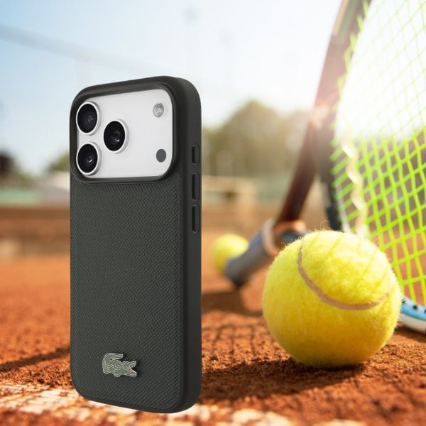 Lacoste Etui Petit Pique Lacquer Logo MagSafe do iPhone 17 Pro zielony