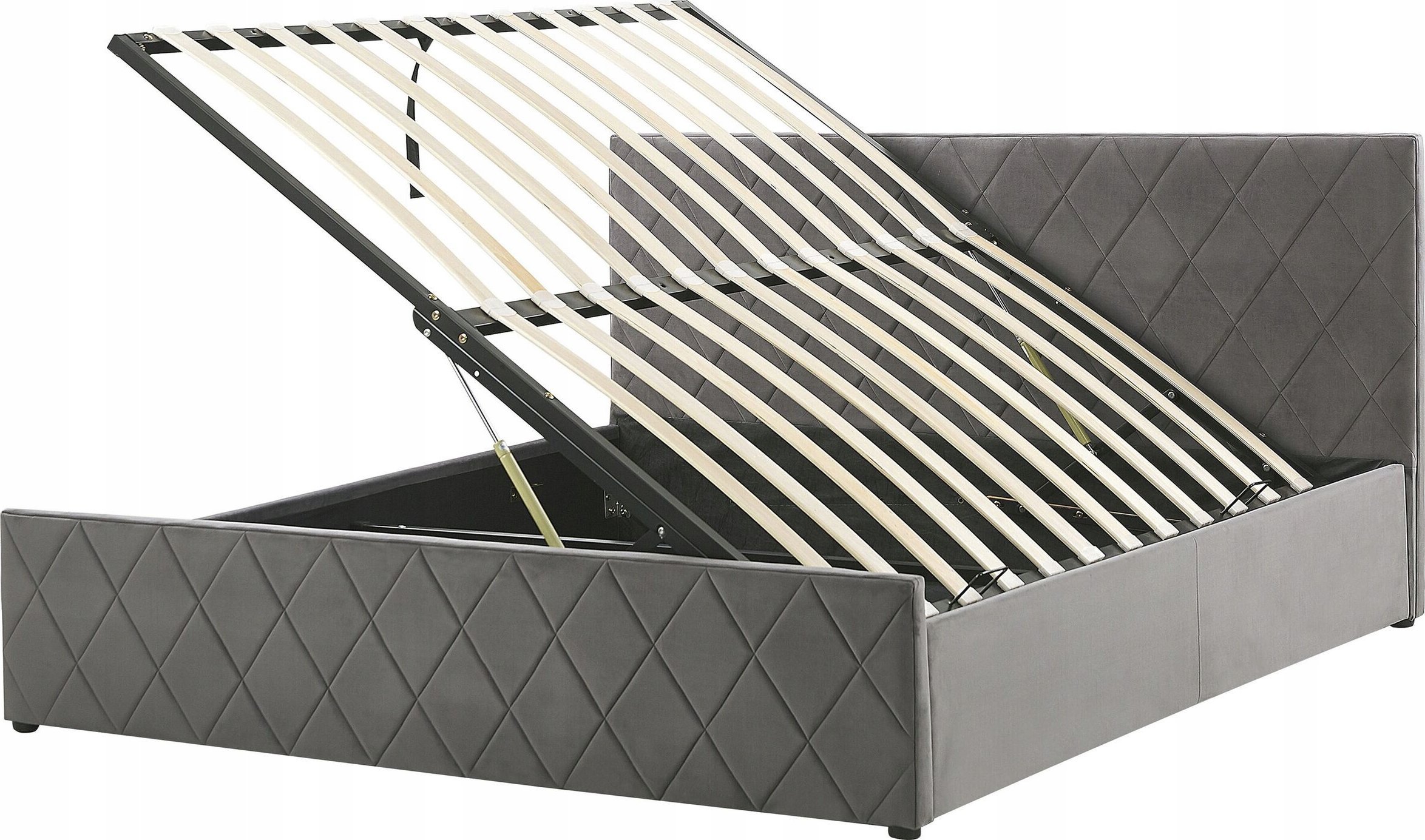 Beliani Łóżko z pojemnikiem welurowe 140 x 200 cm szare ROCHEFORT!