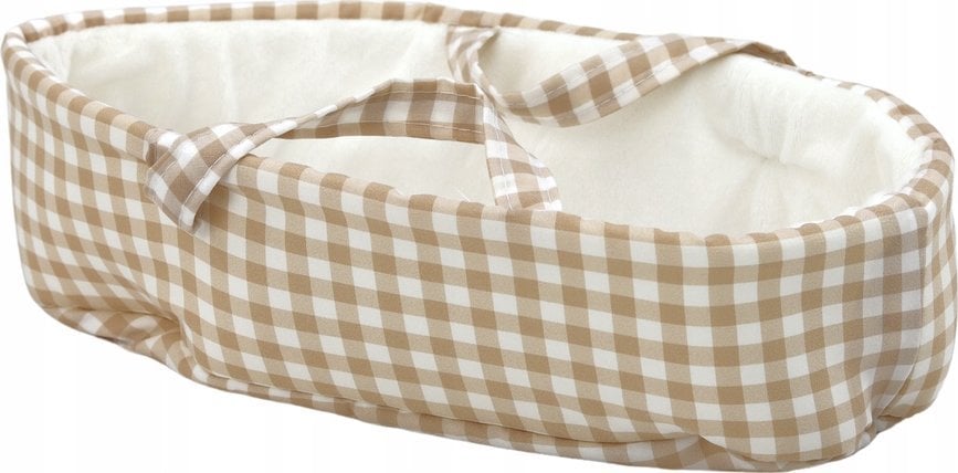 LeanToys Lalka Bobas W Nosidełku Króliczek Ubranko w Kratę Beżowy