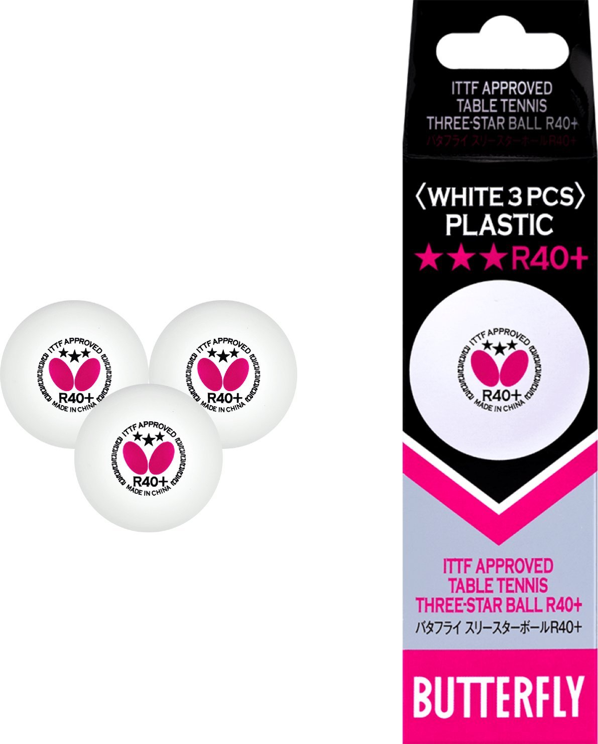 Butterfly Piłeczki do Tenisa Stołowego Białe - 3 szt.
