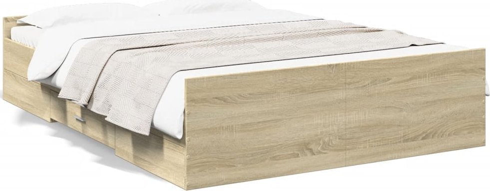 vidaXL vidaXL Rama łóżka z szufladami, dąb sonoma, 140x190 cm
