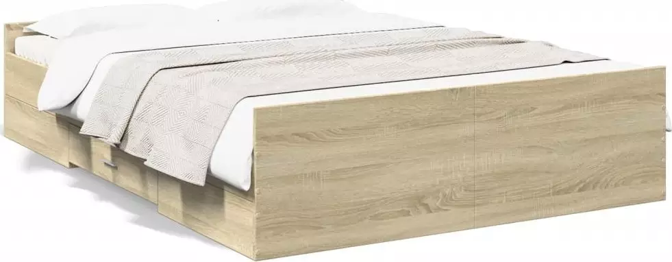 vidaXL vidaXL Rama łóżka z szufladami, dąb sonoma, 140x190 cm