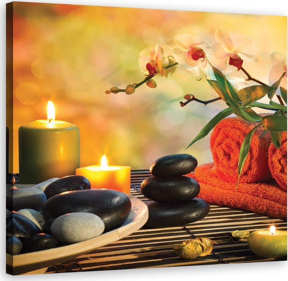 Feeby Obraz na płótnie, Zestaw spa Kamienie zen - 60x60