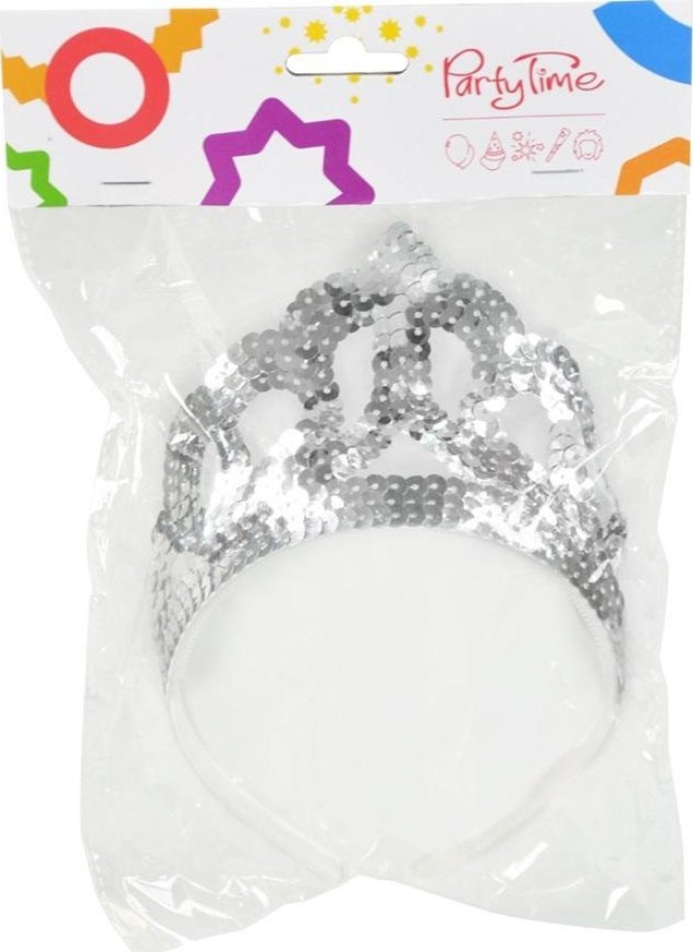 Tiara z cekinami srebrna