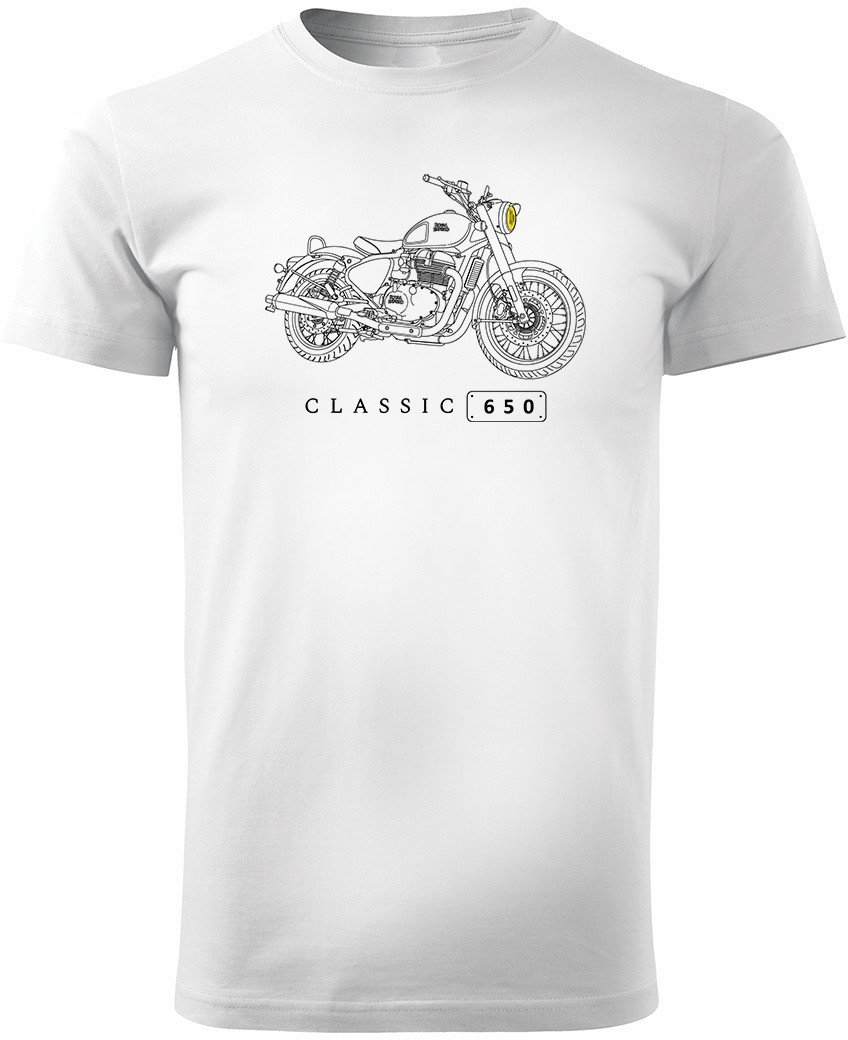 Koszulka motocyklowa z motocyklem na motor Royal Enfield Classic 650 Legend męska biała M