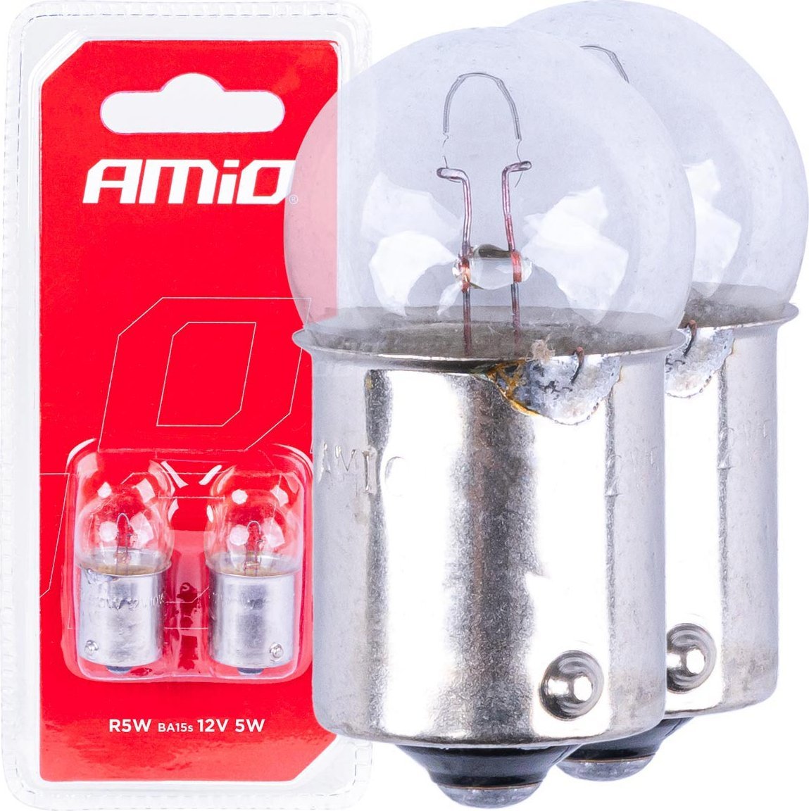 AMiO Żarówki halogenowe r5w ba15s 12v 2szt. blister amio-03349