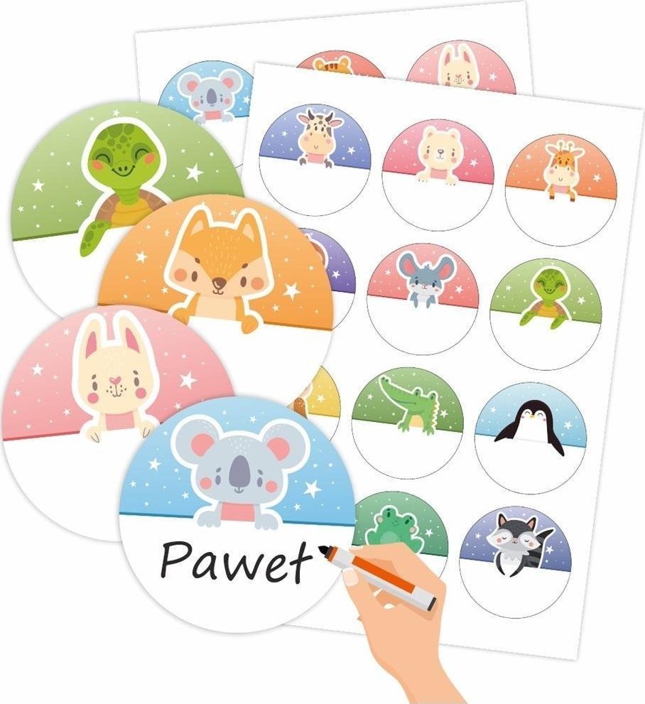 LearnHow Naklejki do szafki/na szafki - Zwierzaki 24 szt.