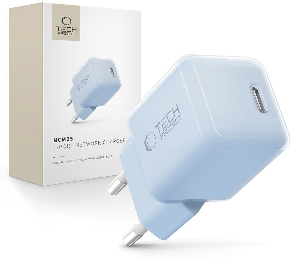 TECH-PROTECT NCM25 1-PORT NETWORK CHARGER PD 25W BABY BLUE