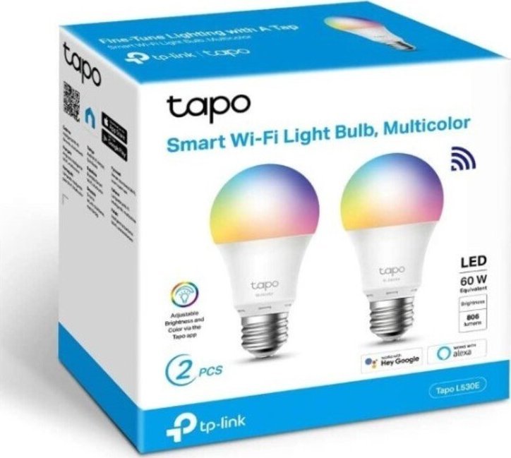 AB LED żarówka TP-LINK E27, 220-240V, 8.7W, 806lm, 6000k, RGB, 15000h, chytrá Wi-Fi žárovka, 2- pack