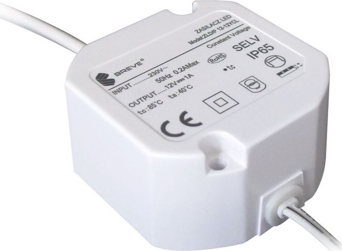 BREVE Zasilacz LED 24V DC 12W 0,5A IP65 /z zabezpieczeniami/ ZLDP 12-24YCL 19724-9019