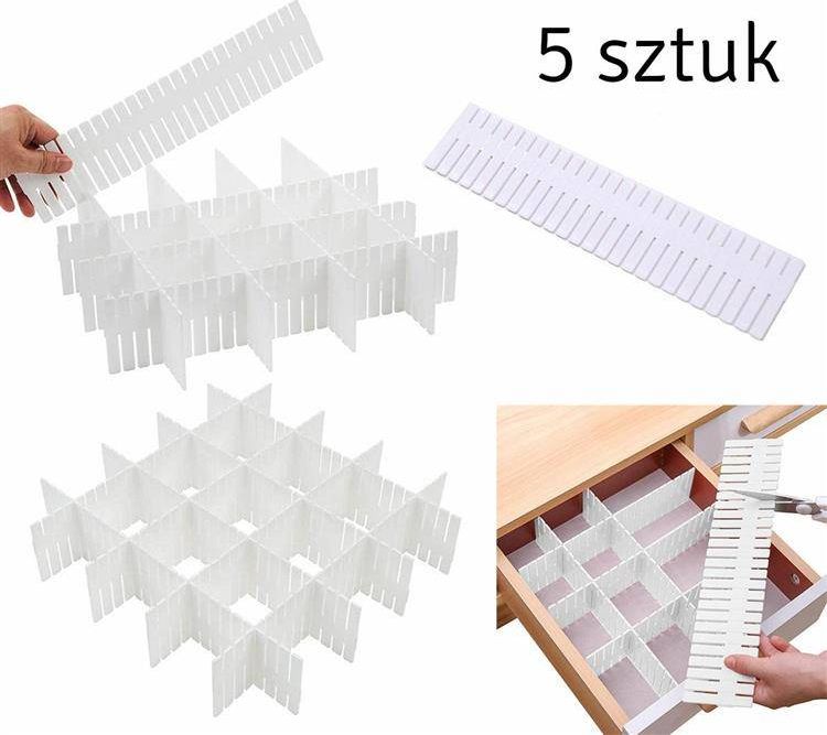 Aptel AG126H PRZEGRODY WKŁADY DO SZUFLAD BIAŁE 5szt