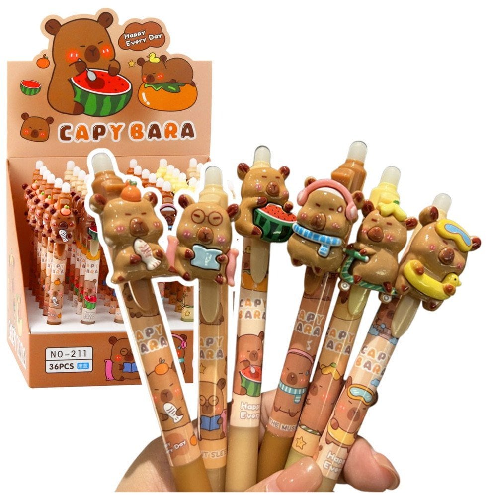 Długopis Automatyczny Z Gumką Zmazywalny Kapibara 3D Niebieski Tusz