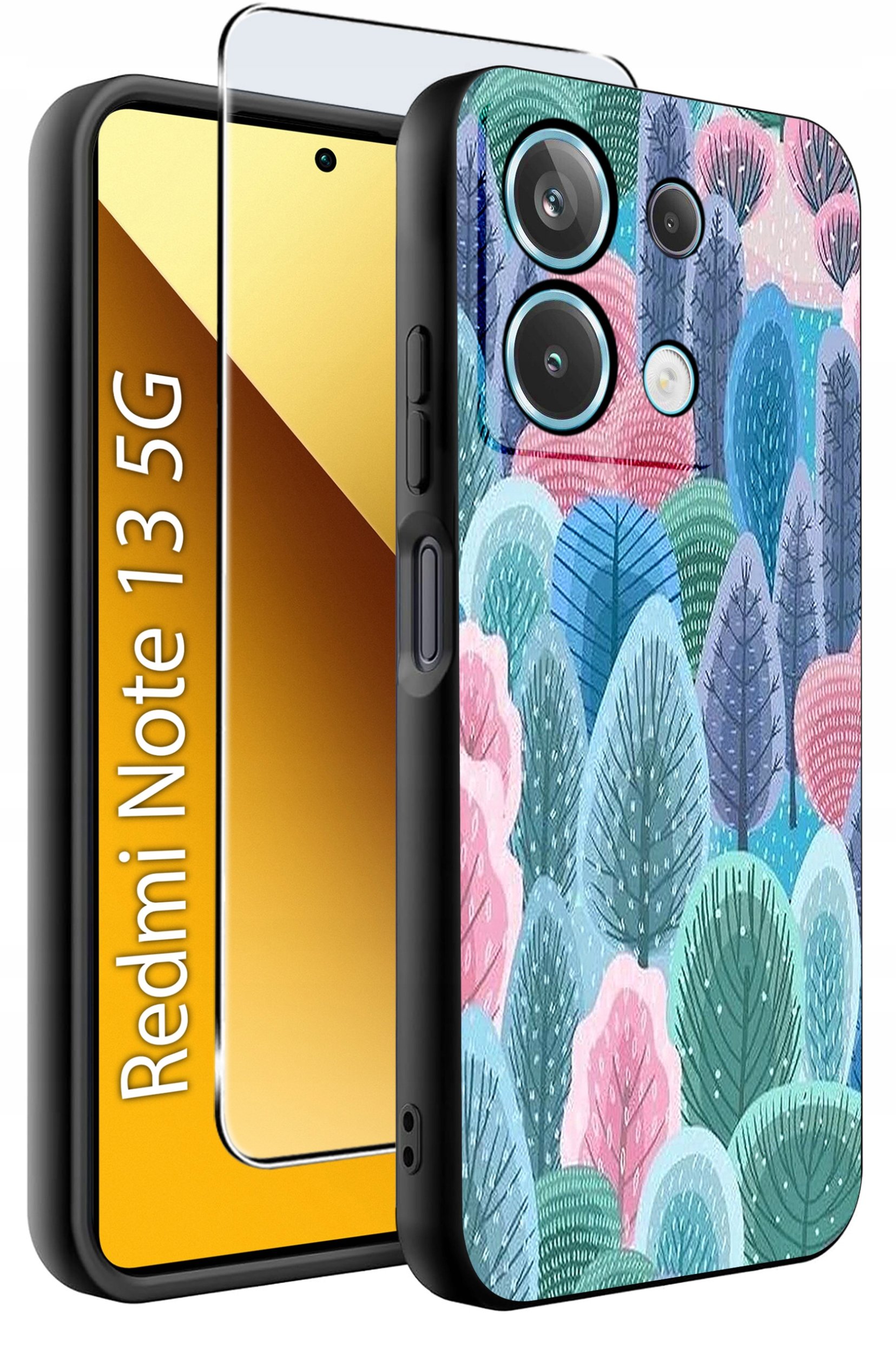 ETUI do Xiaomi Redmi Note 13 5G WZORY |SILIKONOWE MATT CASE +SZKŁO 9H