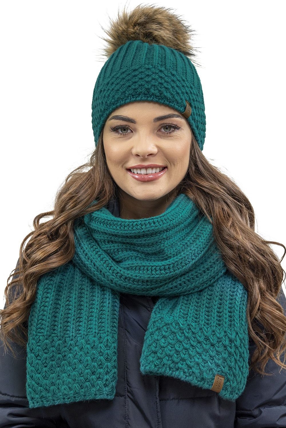 Vivisence Vivisence 7016Kmpl ciemny turkus UNI Komplet czapka+szalik