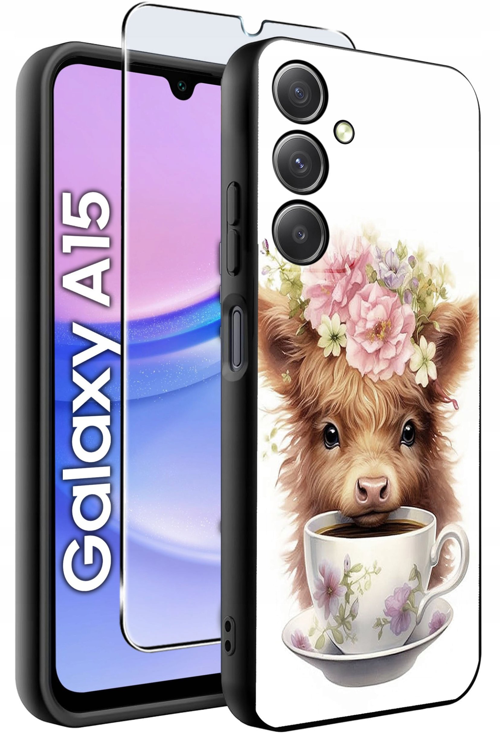 ETUI do Samsung A15 4G | 15 5G WZORY | SILIKONOWE MATT CASE + SZKŁO 9H