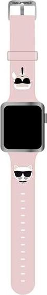 Karl Lagerfeld Pasek Karl Lagerfeld KLAWLSLCKP Apple Watch 4/5/6/7/SE 44/45mm różowy/pink strap Silicone Karl & Choupette Heads