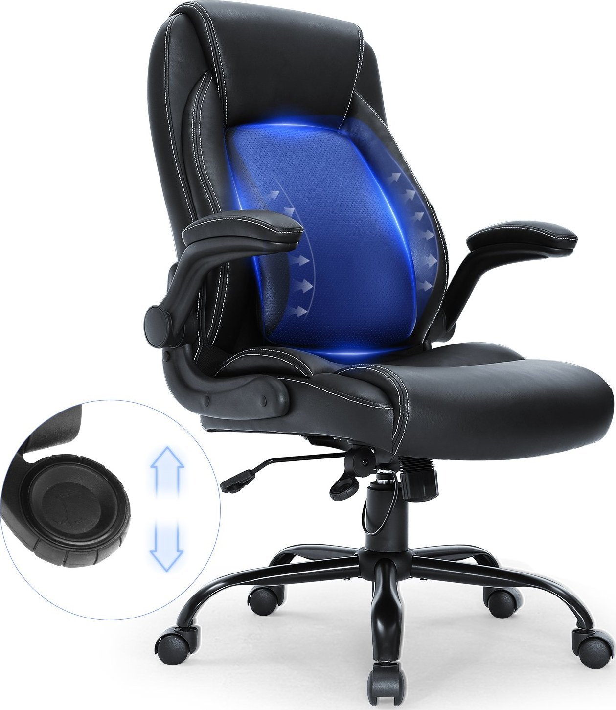 Fotel biurowy wypoczynkowy z podnóżkiem