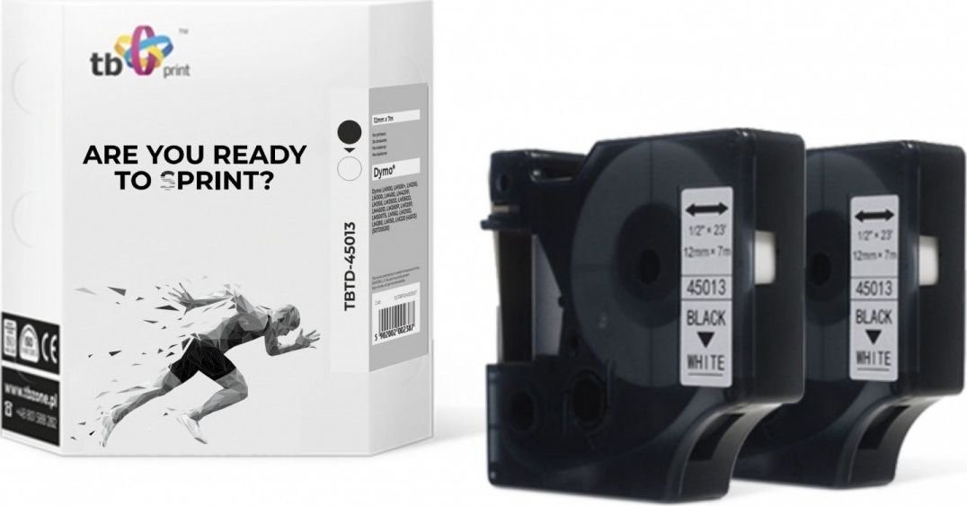 TB Print Taśma TBTD-45013 do DYMO Czarny na Białym 12x7mm 2szt.