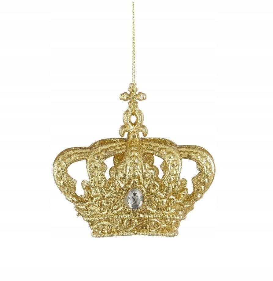 Bombka choinkowa kształtka korona plastikowa złota 1szt