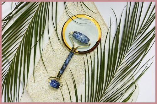 Yeye Roller do masowania twarzy pełen spokoju pozytywnej energii Niebieski Jadeit